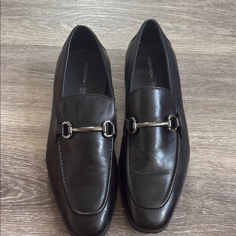 Nordstrom Black Horsebit Loafers 11M Leather Dress Shoes